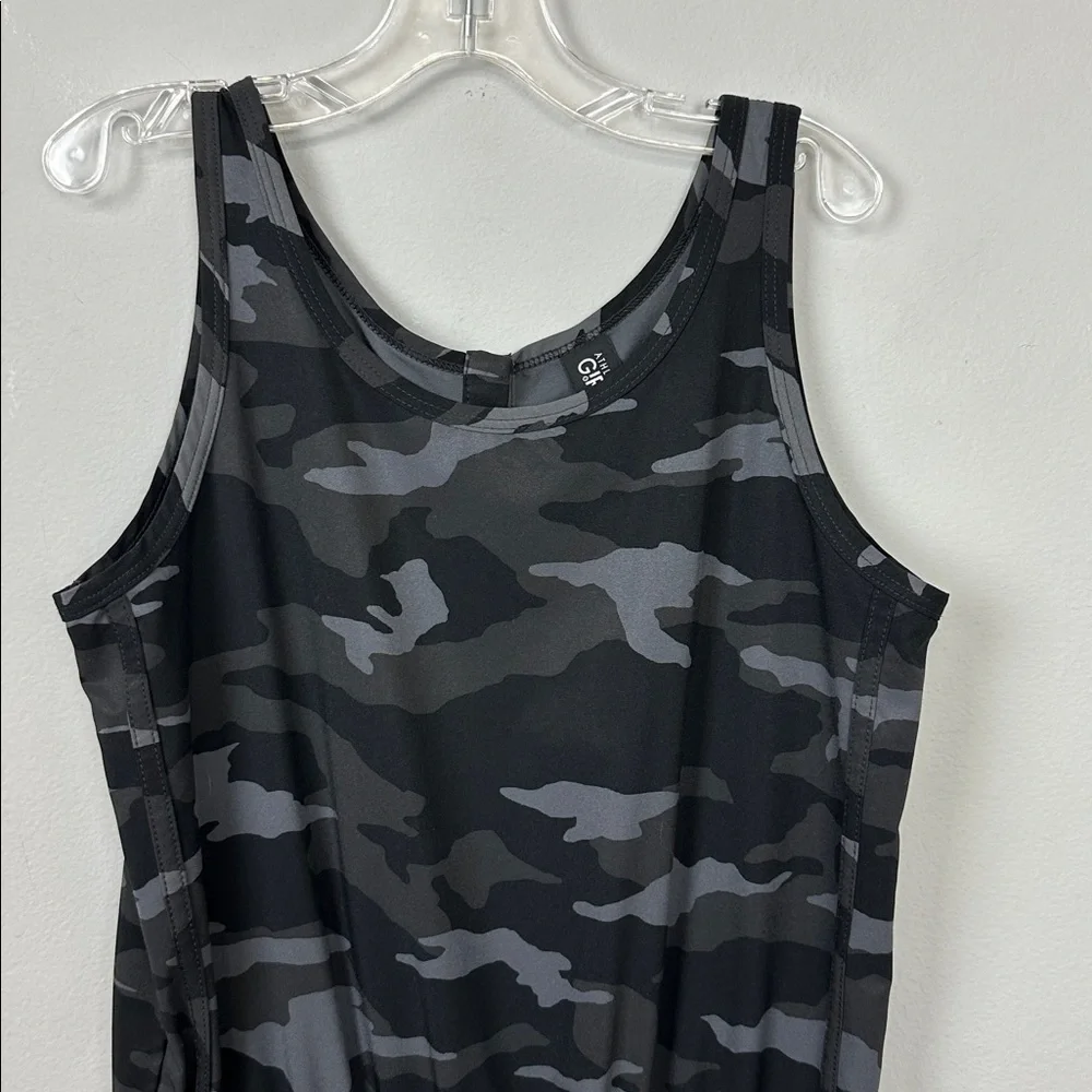 Athleta Girl Black Camo On The Go Shorts Romper, Size L/12